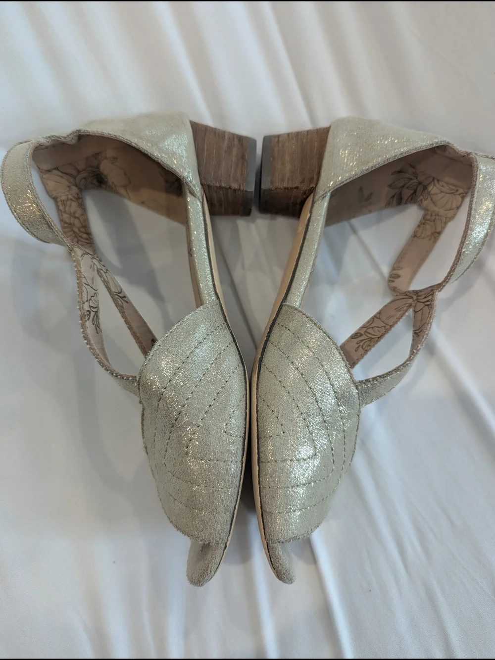 Joyfolie Sparkle T-Strap Dress Sandals - Silver